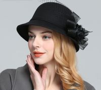 امرأة غير رسمي أنيق ريترو ورد طنف واسعة قبعة فيدورا main image 1