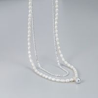 Korean Style Round Sterling Silver Layered Necklaces main image 6