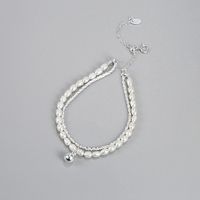 Elegant Simple Style Geometric Freshwater Pearl Sterling Silver Plating Bracelets main image 3