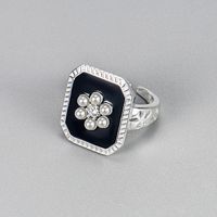 Basic Klassischer Stil Blume Sterling Silber Inlay Künstliche Perlen Strasssteine Offener Ring main image 3