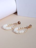 1 Pair Ethnic Style Streetwear Water Droplets Plating Beaded Synthetic Resin Shell 18k Gold Plated Drop Earrings main image 2