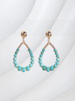 1 Pair Ethnic Style Streetwear Water Droplets Plating Beaded Synthetic Resin Shell 18k Gold Plated Drop Earrings sku image 1
