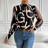 Women's Blouse Long Sleeve Blouses Printing Simple Style Letter sku image 1