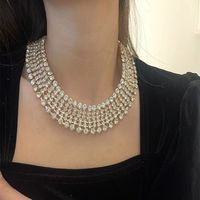 Vintage Style Exaggerated Solid Color Gold Plated Silver Plated Rhinestones Alloy Wholesale Necklace main image 6