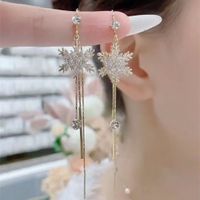 1 Pair Elegant Snowflake Artificial Crystal Drop Earrings main image 5