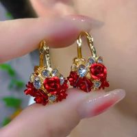 Wholesale Jewelry Elegant Lady Flower Alloy Titanium Alloy Aluminium Alloy Rhinestones Inlay Earrings main image 1