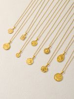 Wholesale Casual Elegant Classical Round Square Star Stainless Steel Plating 18k Gold Plated Pendant Necklace main image 2