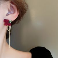 1 Pair Vintage Style Flower Flocking Drop Earrings main image 9
