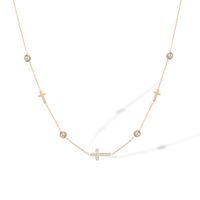 304 Stainless Steel 18K Gold Plated Simple Style Classic Style Plating Inlay Cross Zircon Necklace main image 2