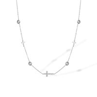 304 Stainless Steel 18K Gold Plated Simple Style Classic Style Plating Inlay Cross Zircon Necklace sku image 1