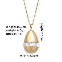 304 Stainless Steel Copper Simple Style Plating Inlay Geometric Solid Color Zircon Pendant Necklace sku image 1