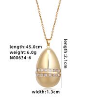 304 Stainless Steel Copper Simple Style Plating Inlay Geometric Solid Color Zircon Pendant Necklace sku image 7