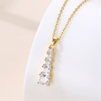 Stainless Steel Titanium Steel 18K Gold Plated Vintage Style Plating Inlay Round Heart Shape Snowflake Zircon Pendant Necklace main image 10