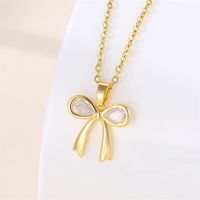 Stainless Steel Titanium Steel 18K Gold Plated Vintage Style Plating Inlay Round Heart Shape Snowflake Zircon Pendant Necklace main image 2