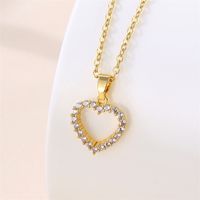 Stainless Steel Titanium Steel 18K Gold Plated Vintage Style Plating Inlay Round Heart Shape Snowflake Zircon Pendant Necklace main image 9