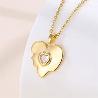 Stainless Steel Titanium Steel 18K Gold Plated Vintage Style Plating Inlay Round Heart Shape Snowflake Zircon Pendant Necklace main image 6