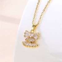 Stainless Steel Titanium Steel 18K Gold Plated Vintage Style Plating Inlay Round Heart Shape Snowflake Zircon Pendant Necklace main image 5