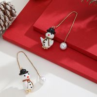 1 Pair Cute Snowman Plating Ceramics Gold Plated Ear Line main image 2