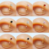 1 Piece Elegant Tropical Heart Shape Plating Inlay Stainless Steel Copper Zircon White Gold Plated Gold Plated Eyebrow Nails Ear Studs main image 5