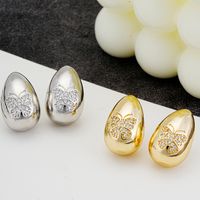 1 Pair Ig Style Simple Style Geometric Butterfly Plating Inlay Copper Zircon White Gold Plated Gold Plated Ear Studs main image 4