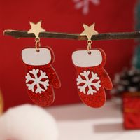 1 Pair Christmas Gloves Plating Arylic Gold Plated Drop Earrings main image 3