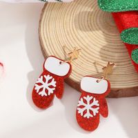 1 Pair Christmas Gloves Plating Arylic Gold Plated Drop Earrings main image 1