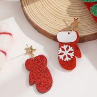 1 Pair Christmas Gloves Plating Arylic Gold Plated Drop Earrings main image 4