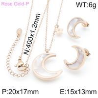 Stainless Steel Titanium Steel 18K Gold Plated Simple Style Classic Style Star Moon Earrings Necklace sku image 2