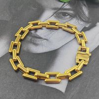 304 Stainless Steel 18K Gold Plated Lady Plating Square Bracelets Necklace sku image 3