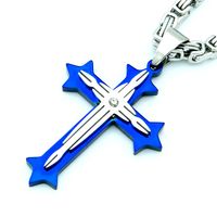 Punk Streetwear Cross Titanium Steel Rhinestones 18K Gold Plated Men's Pendant Necklace sku image 3