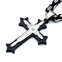 Punk Streetwear Cross Titanium Steel Rhinestones 18K Gold Plated Men's Pendant Necklace sku image 4