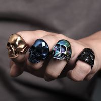 Hip-Hop Streetwear Skull Titanium Steel 18K Gold Plated Men's Rings main image 1