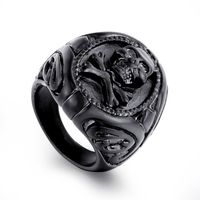 Hip-Hop Rock Streetwear Geometric Skull Titanium Steel Polishing 18K Gold Plated Men's Rings main image 4