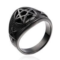 Hip-Hop Vintage Style Punk Pentagram Titanium Steel Polishing 18K Gold Plated Men's Rings sku image 11