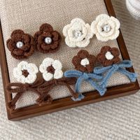 1 Pair Simple Style Classic Style Flower Yarn Ear Studs main image 1