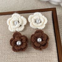 1 Pair Simple Style Classic Style Flower Yarn Ear Studs main image 5
