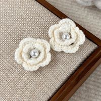 1 Pair Simple Style Classic Style Flower Yarn Ear Studs main image 7