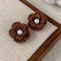 1 Pair Simple Style Classic Style Flower Yarn Ear Studs main image 9