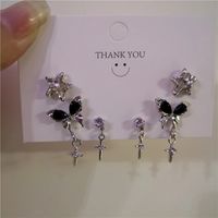 1 Set Cute Sweet Star Butterfly Plating Inlay Alloy Artificial Crystal Drop Earrings sku image 8