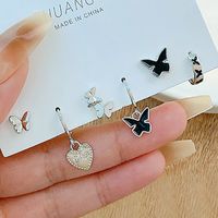 1 Set Cute Sweet Star Butterfly Plating Inlay Alloy Artificial Crystal Drop Earrings sku image 5