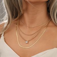 Vintage Style Geometric Solid Color Alloy Plating Inlay Zircon Women's Three Layer Necklace main image 5