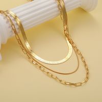 Vintage Style Geometric Solid Color Alloy Plating Inlay Zircon Women's Three Layer Necklace main image 4
