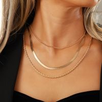 Vintage Style Geometric Solid Color Alloy Plating Inlay Zircon Women's Three Layer Necklace sku image 5
