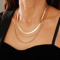 Vintage Style Geometric Solid Color Alloy Plating Inlay Zircon Women's Three Layer Necklace sku image 8