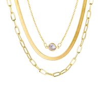 Vintage Style Geometric Solid Color Alloy Plating Inlay Zircon Women's Three Layer Necklace sku image 7