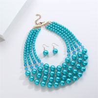 Simple Style Round Solid Color Imitation Pearl Beaded Plating Gold Plated Women's Jewelry Set sku image 1