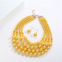 Simple Style Round Solid Color Imitation Pearl Beaded Plating Gold Plated Women's Jewelry Set sku image 2