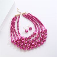 Simple Style Round Solid Color Imitation Pearl Beaded Plating Gold Plated Women's Jewelry Set sku image 3