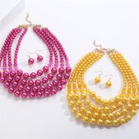 Einfacher Stil Runden Einfarbig Imitationsperle Perlen Überzug Vergoldet Frau Schmuck-set main image 2