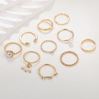 Vintage Style Geometric Solid Color Imitation Pearl Wholesale Rings main image 5